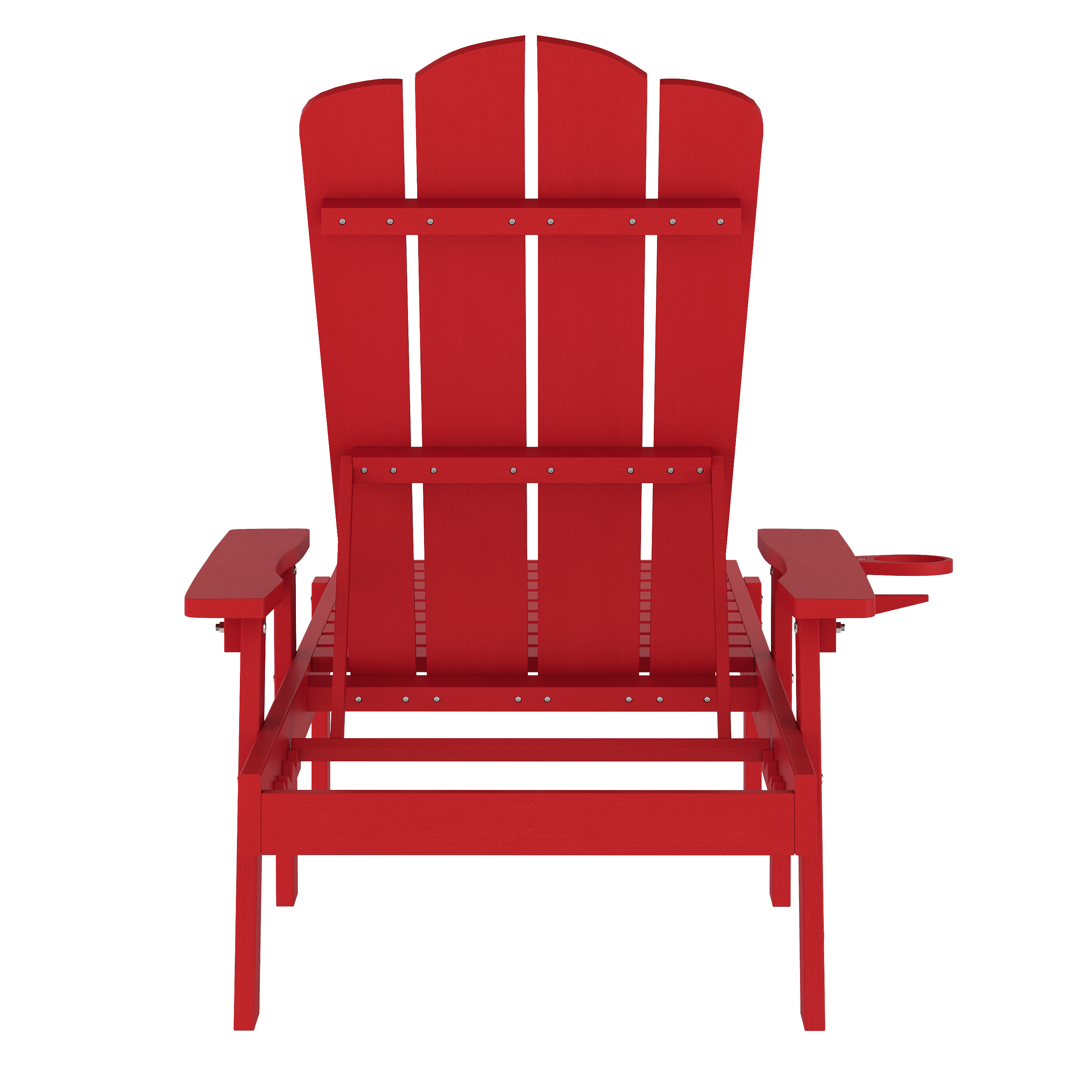 Stockton Set of 2 Red Recycled HDPE Adjustable Adirondack Loungers with Fold ... - Bild 10 von 23