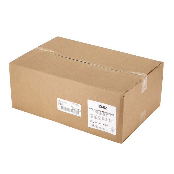 HORMEL(r) Ham, Ham & Water, Diced, IQF, .375 inch, 30 lb . C1RA - Front Right Closed Case (Hi Res)