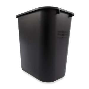 Rubbermaid Commercial, 7 gal, Resin, Black, Rectangle, Receptacle