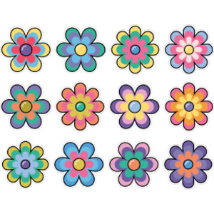 Happily Ever Elementary Retro Remix Jumbo Flowers Cutouts, Pack of 12