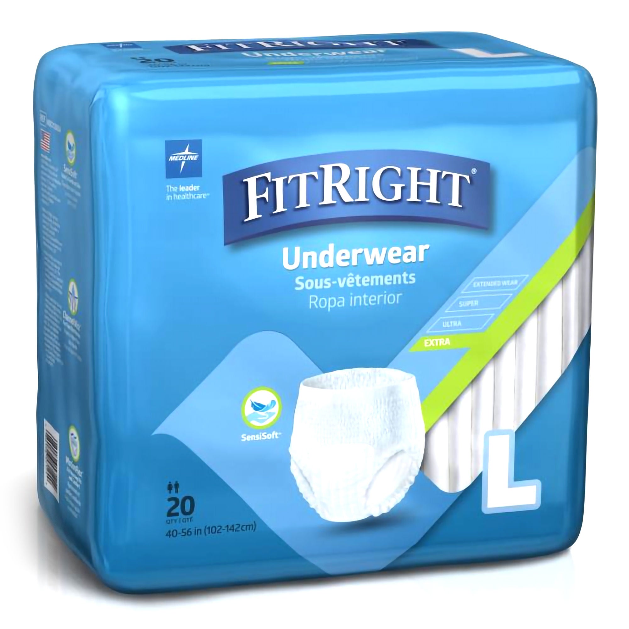 Medline UNDERWEAR, PROT X UNSX WHT LG 40-56 (20/BG 4BG/CS)