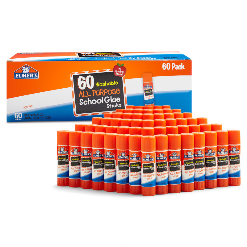 Washable+All+Purpose+School+Glue+Sticks%2C+Clear%2C+60%2Fbox