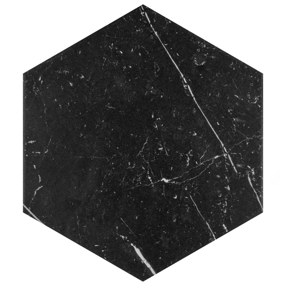 Timeless Marquina Hex 8-5/8 in. x 9-7/8 in. Porcelain Floor and Wall Tile