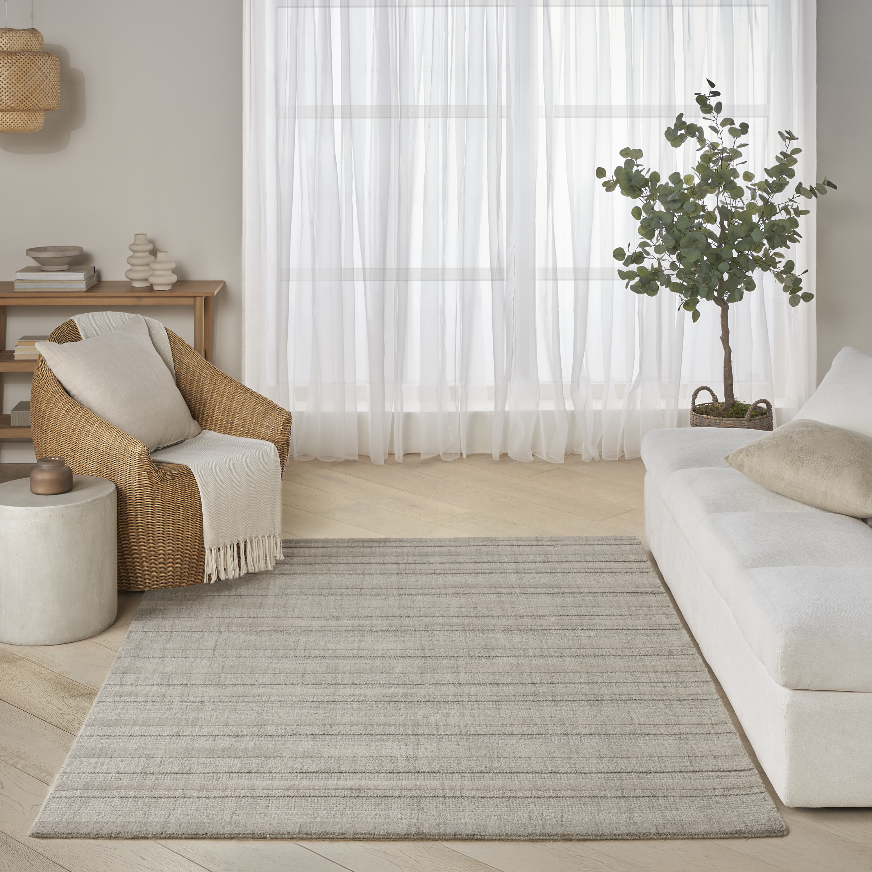 DKNY Pure Multi Weave 5'3" x 7'3" Grey Contemporary Indoor Rug