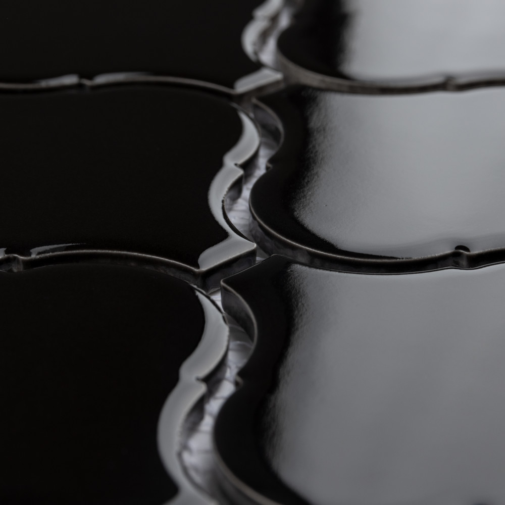 Metro Lantern Glossy Black 9-1/2 in. x 10-3/4 in. Porcelain Mosaic Tile