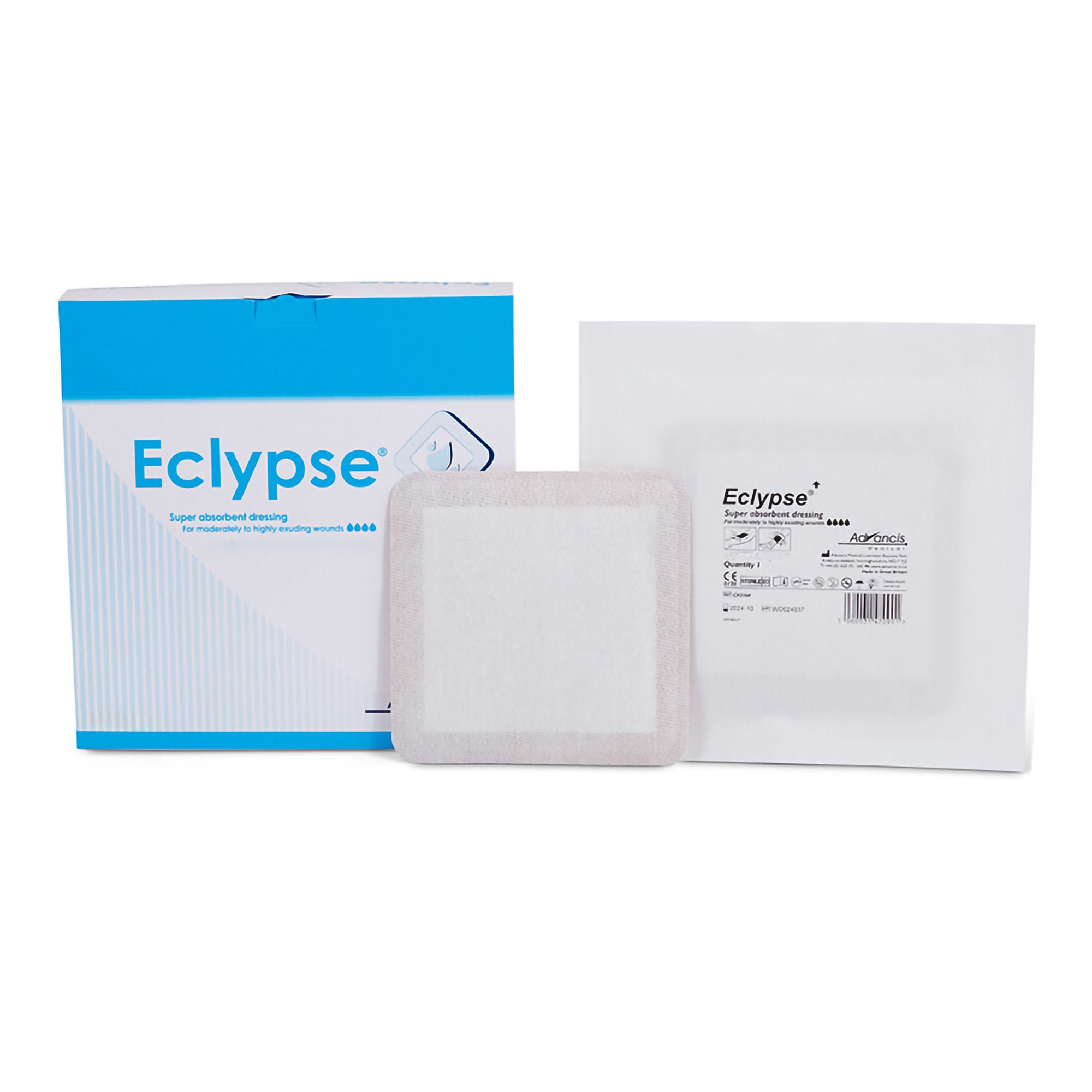 Super Absorbent Dressing Eclypse® Square 3 X 3 Inch Without Border Sterile