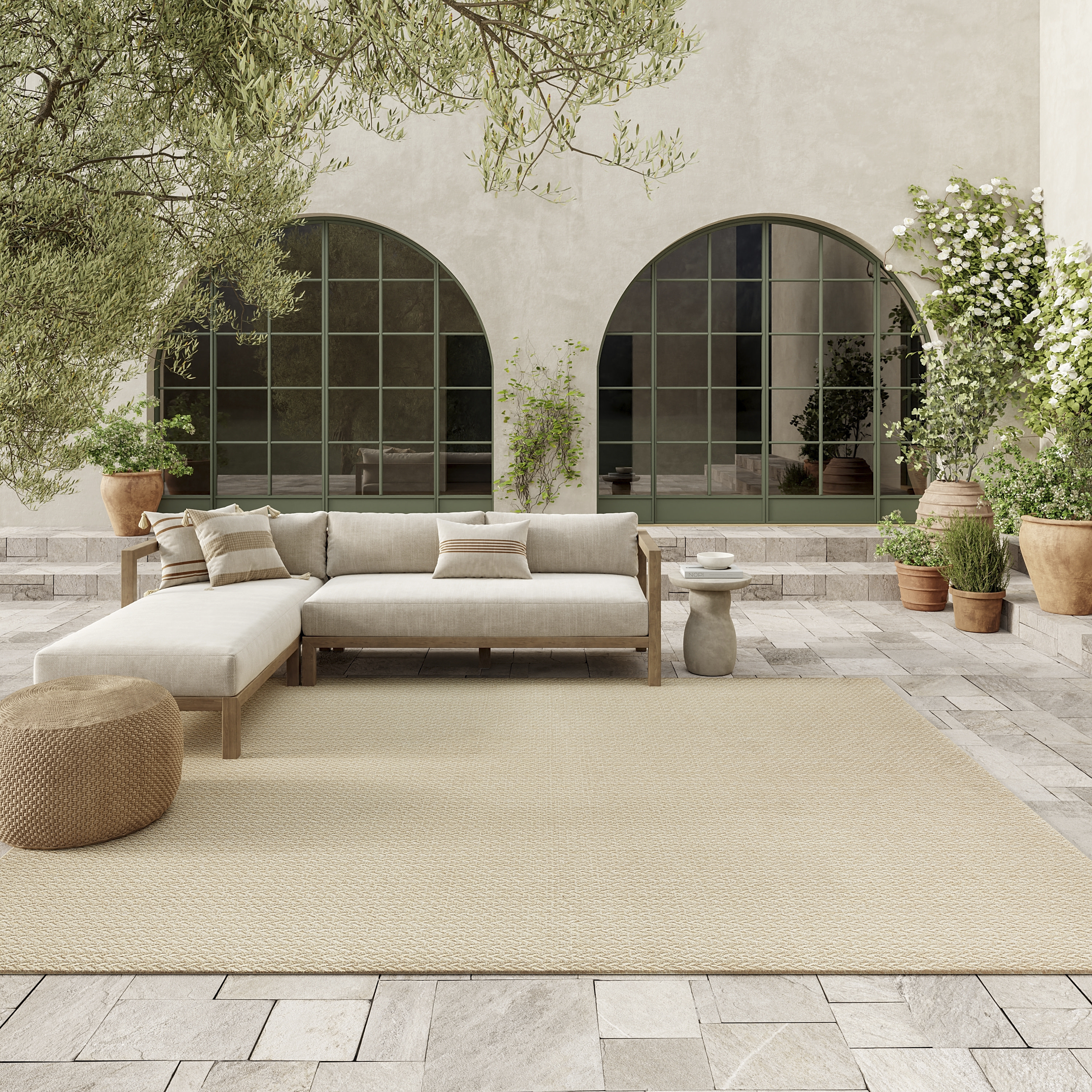 Nourison Tulum 6' x 9' Cream Outdoor Rug