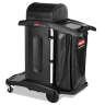 Rubbermaid Commercial, Executive Series, Executive Janitorial Cleaning Cart with Doors and Hood High Security, Black