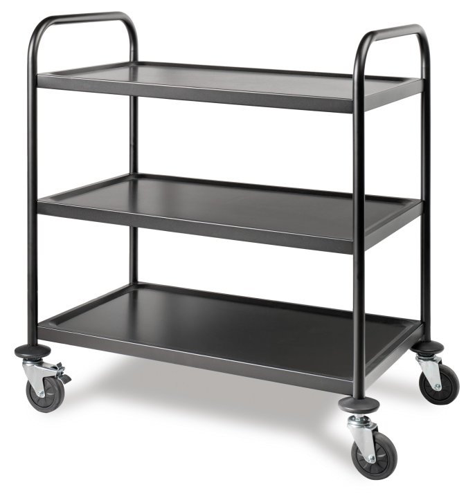 Service Trolley in Black 90.5 x 59 cm with 3 levels