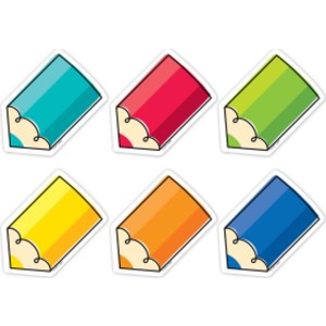 Core Decor Colorful Doodle Pencils 3 Inch Designer Cut-Outs, Pack of 36