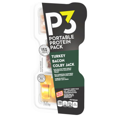 P3 Portable Protein Pack Turkey, Bacon Colby Jack Cheese, 2.1 oz Tray