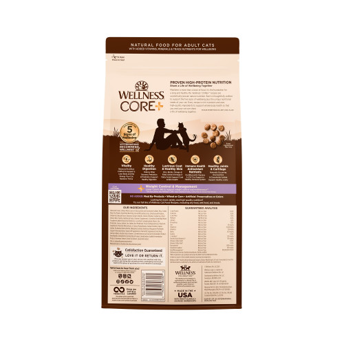 Wellness CORE+ Healthy Weight Chicken & Chicken Meal back packaging