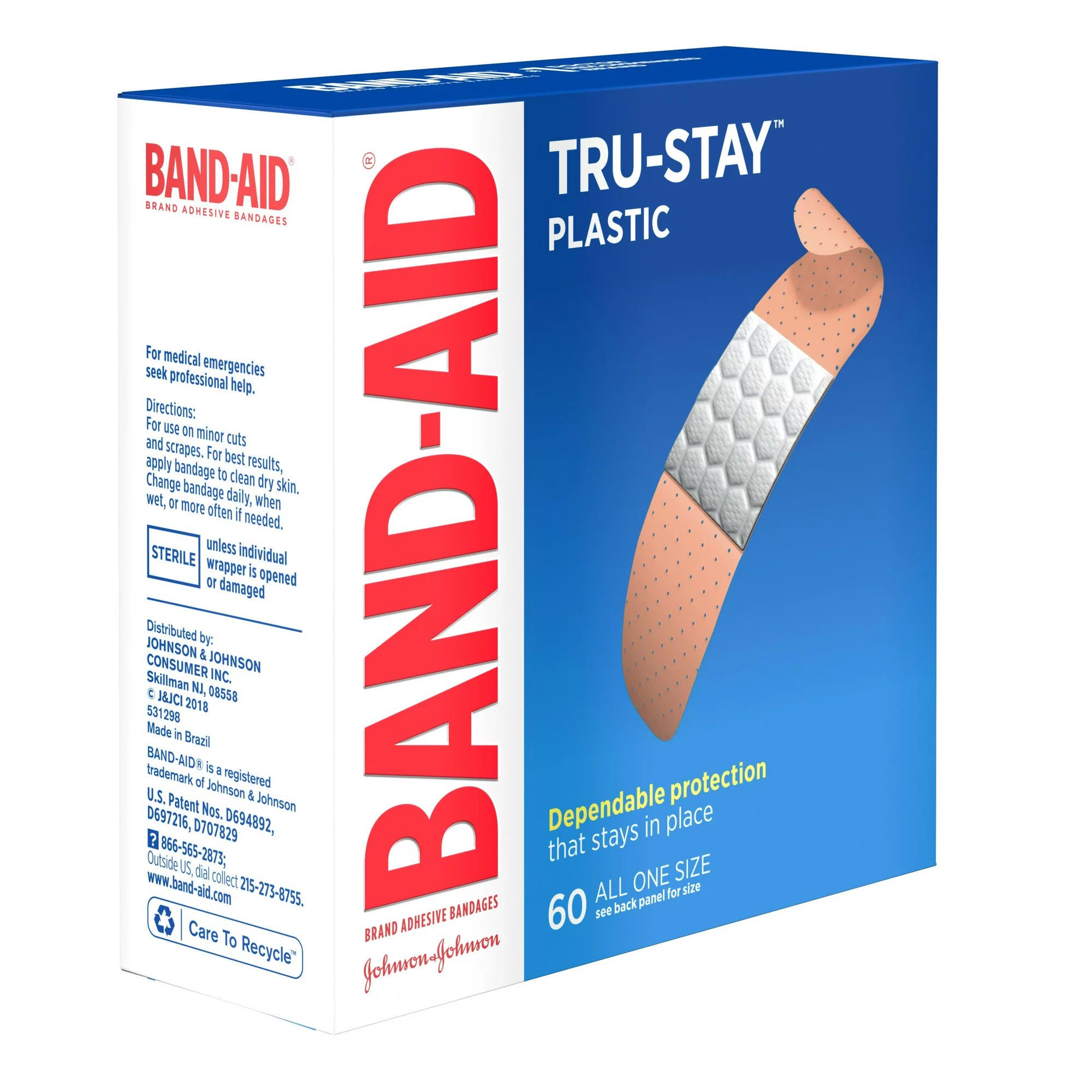 Band-Aid® Tru-Stay Plastic Adhesive Bandages, 3/4 x 3 Inch