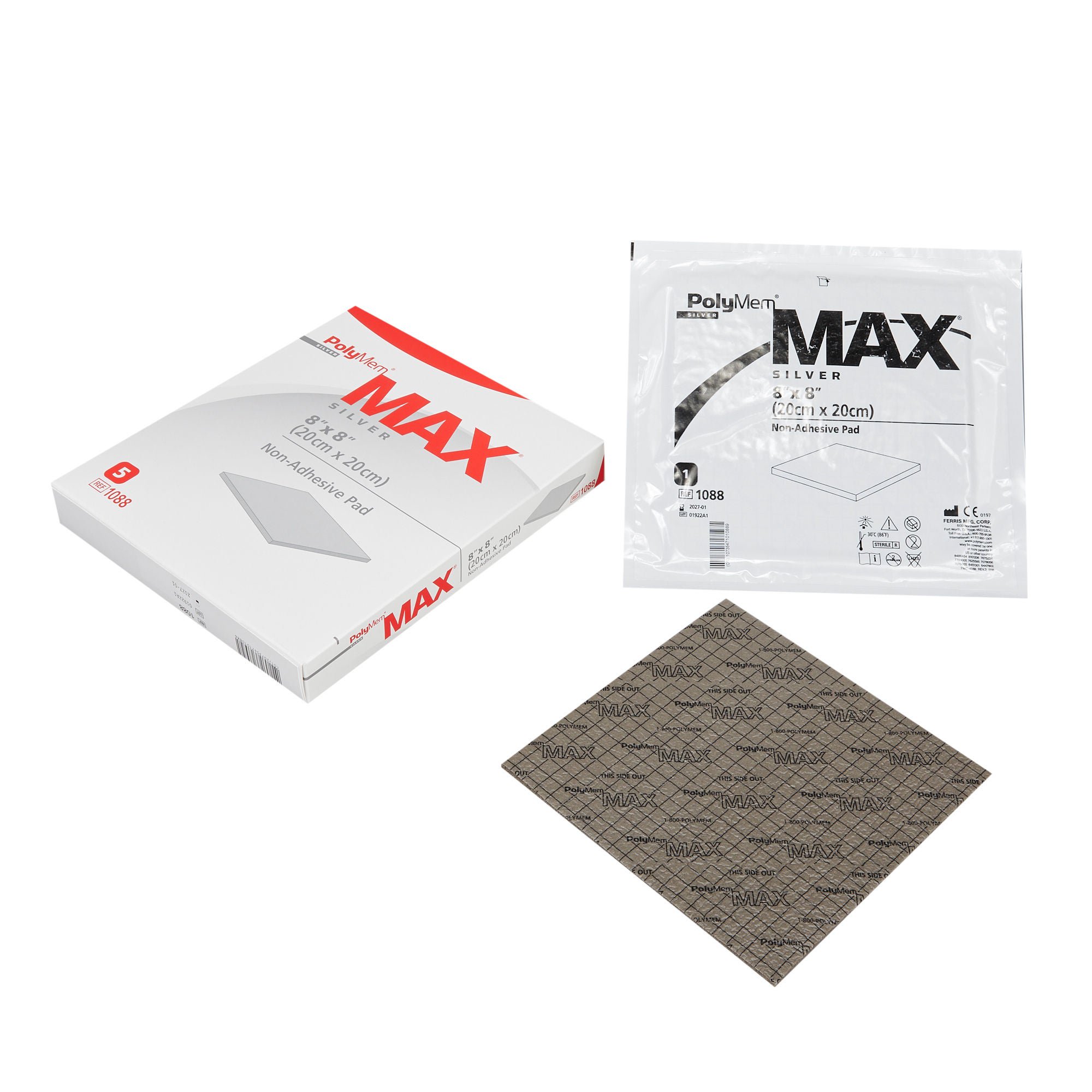 PolyMem® Max Silver Foam Dressing, 8 x 8 Inch