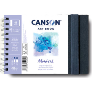 Artist Series Montval Watercolor Art Book, Fabric Cover, Side Wire Binding, 48 Sheet, 8.3x5.8 inch, 1 Count