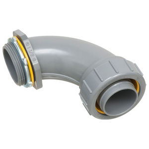 Liquid Tight Connector, UV-Rated Plastic, 90°, 1-1/2 in.