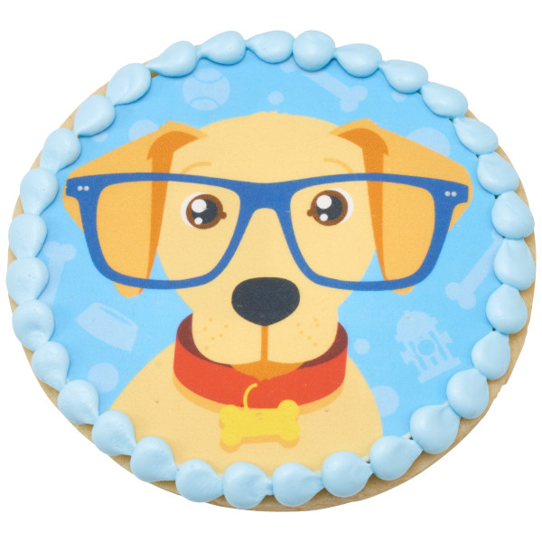 Puppy With Glasses PhotoCake® Edible Image®