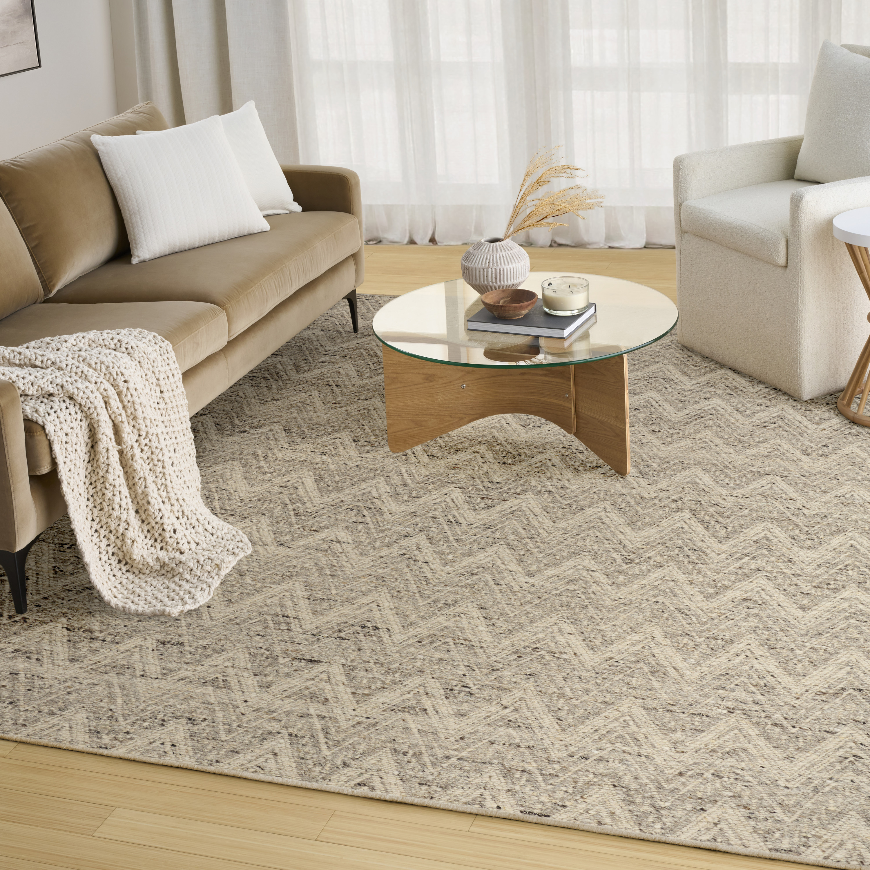 DKNY Pure Purl 8'6" x 11'6" Grey Ivory Modern Indoor Rug