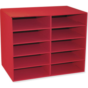 10-Shelf Organizer, Red, 17"H x 21"W x 12-7/8"D, 1 Organizer