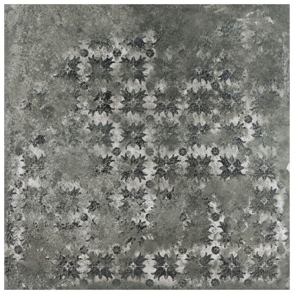 Antigua Deco Graphite 13 in. x 13 in. Porcelain Floor and Wall Tile