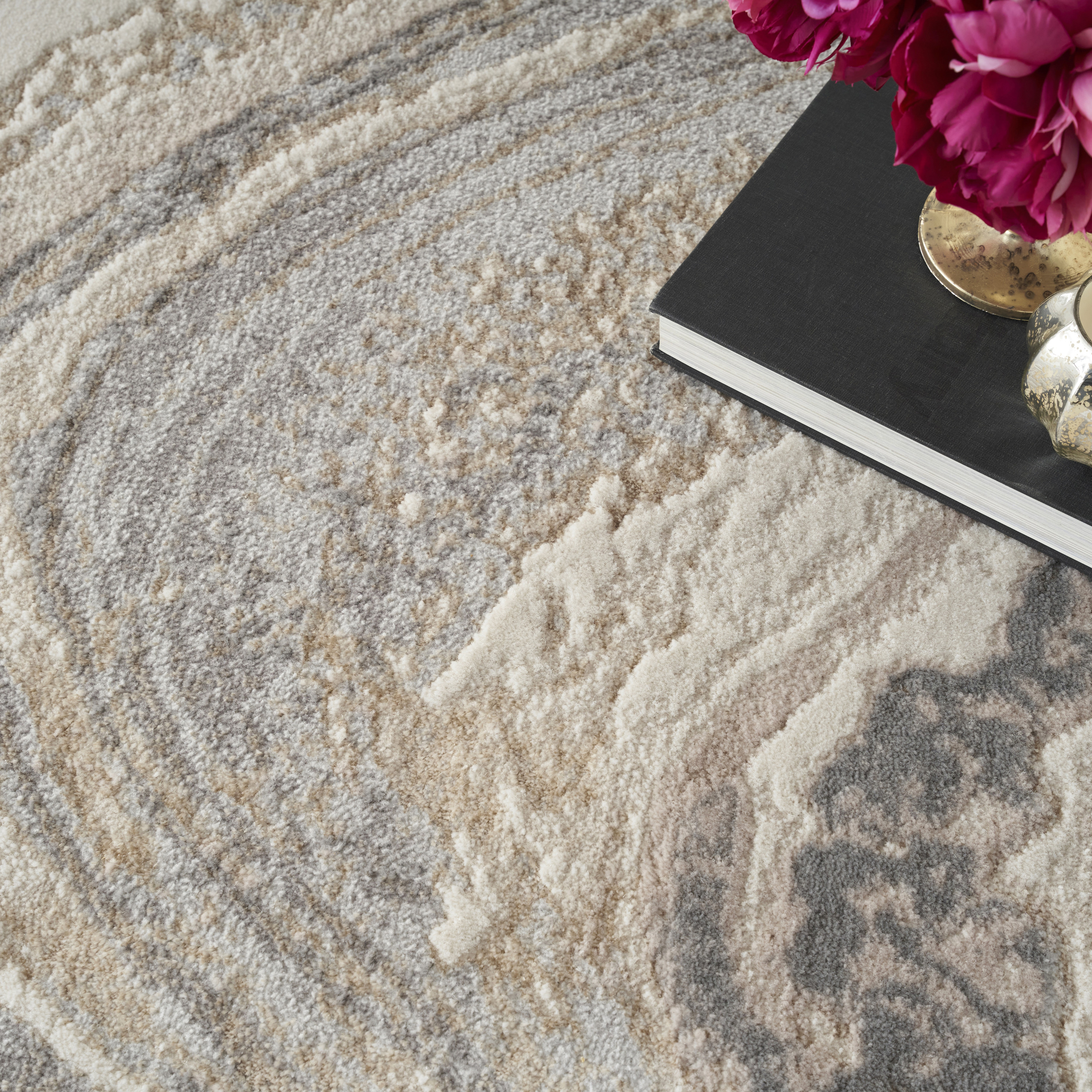 Nourison Splash 5'3" x 7'3" Cream Grey Modern Indoor Rug