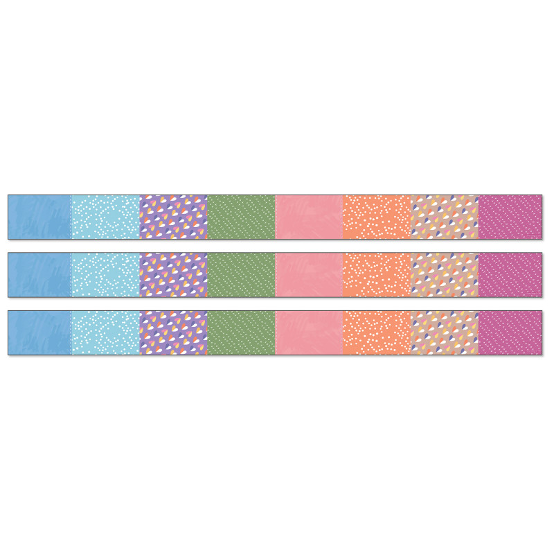 Crafty and Cool Patchwork Straight Bulletin Board Borders, 36 Feet Per Pack, 3 Packs