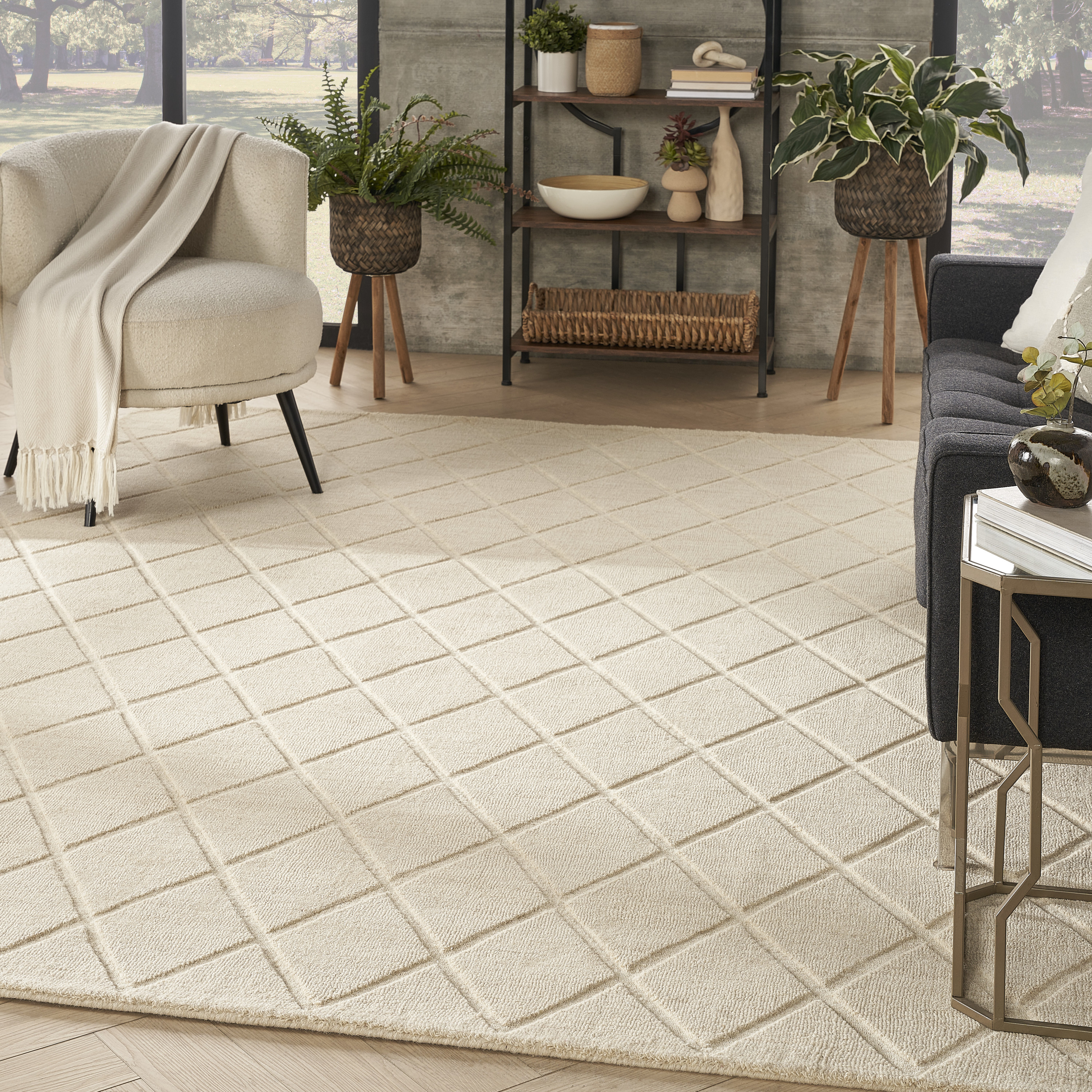 Nourison Wool Haven 7'9" x 9'9" Ivory Modern Indoor Rug