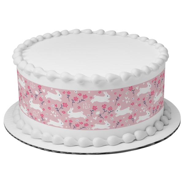 Nostalgic Easter Bunny Pink PhotoCake® Edible Image® Strips