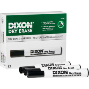 Dry Erase Markers Wedge Tip, Black, Pack of 12