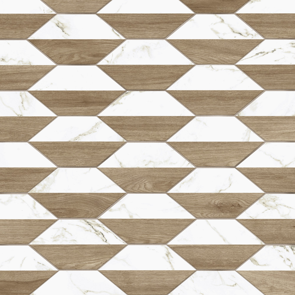 Llama Kayak Lagom Nature 6.5x12.5 Elongated Hexagon Porcelain Floor and Wall Digital Pattern