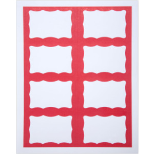 Adhesive Badges, Red Border, Pack of 200