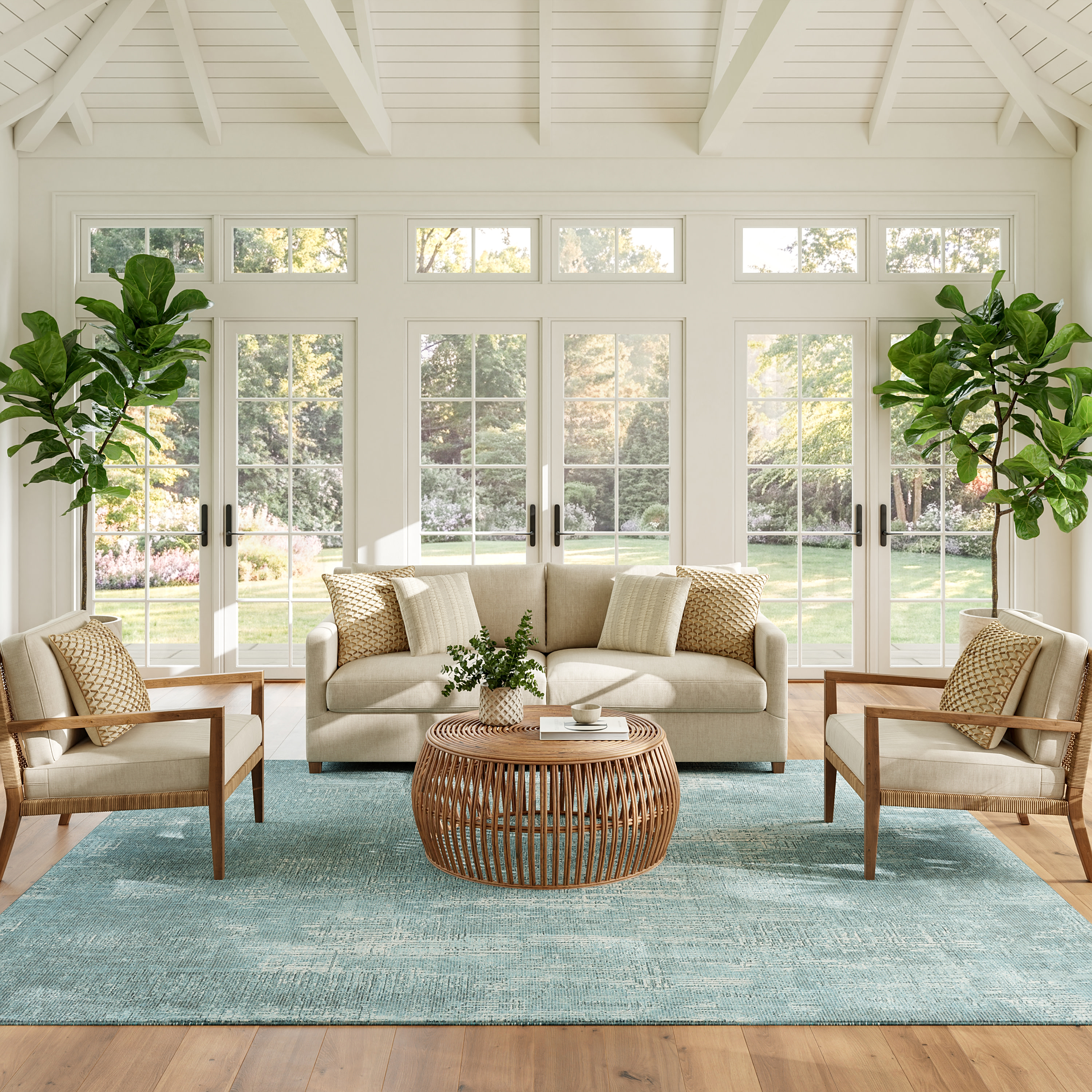 Nourison Botanical Washables 5' x 7' Green Modern Indoor Rug