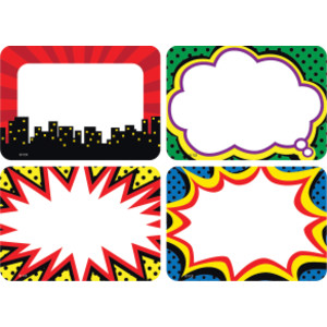 Superhero Name Tags/Labels, Pack of 36