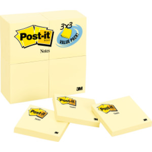 Notes Value Pack, 3" x 3", Canary Yellow, 24 Pads