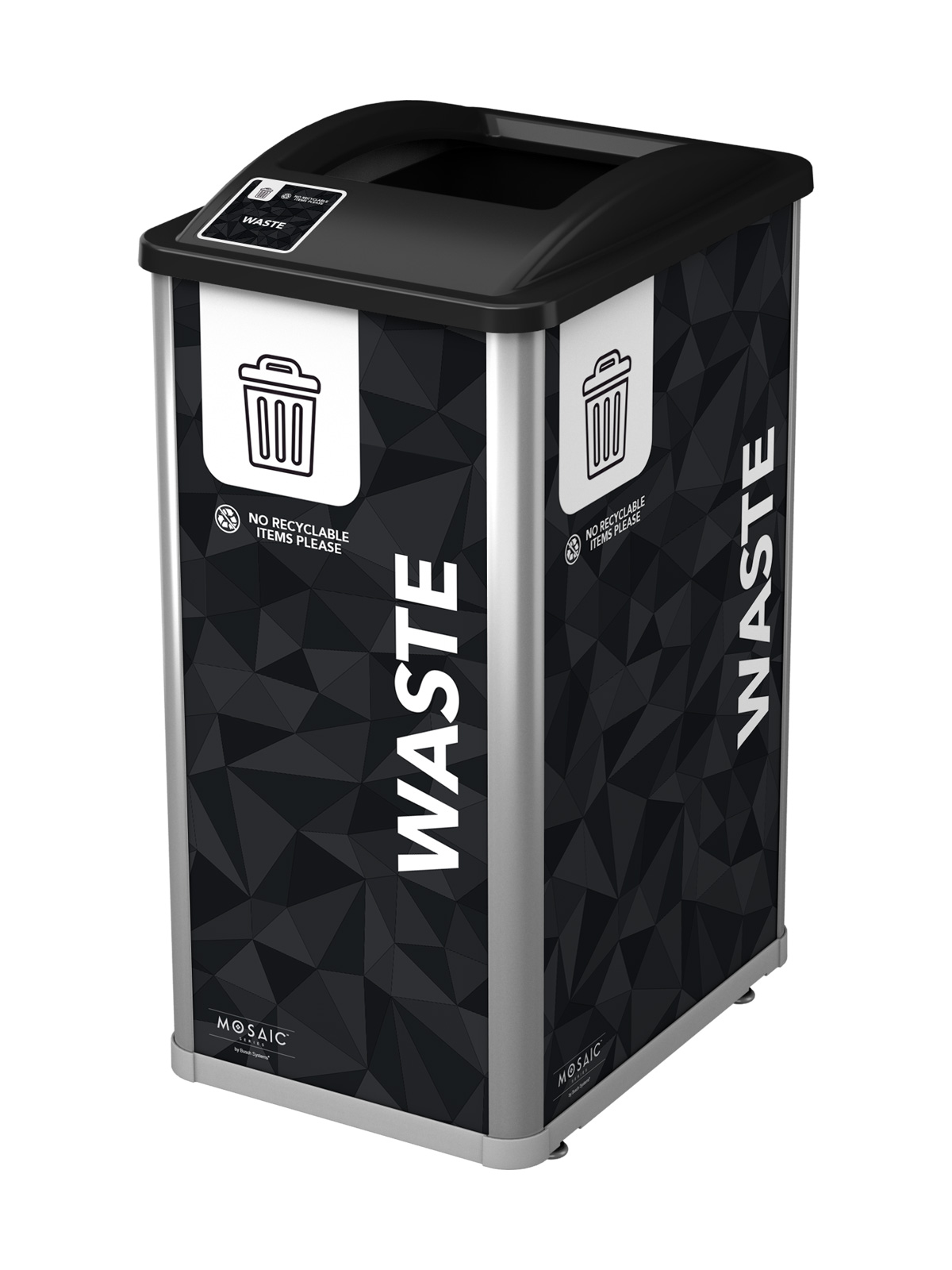 Mosaic Series waste container with full black lid