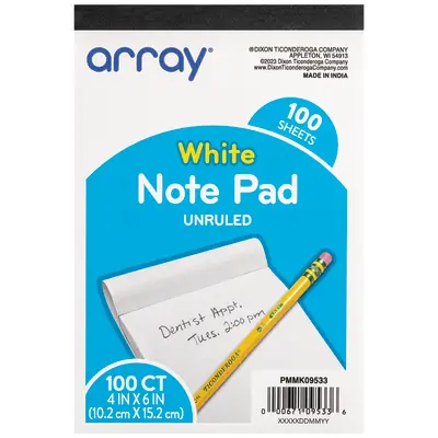 Array® Note Pad, White, unruled 4