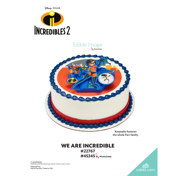 Disney and Pixar's Incredibles 2 We are Incredible The Magic of Cakes® PhotoCake® Enhanced Round Background Page