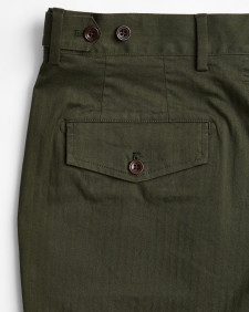 Herringbone Cotton Trousers Classic Green