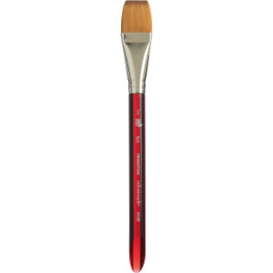 Velvetouch Wash Brush, Synthetic Bristles, Short Handle Mixed Media Paintbrush, Scarlet, Size 1 inch, 1 Count