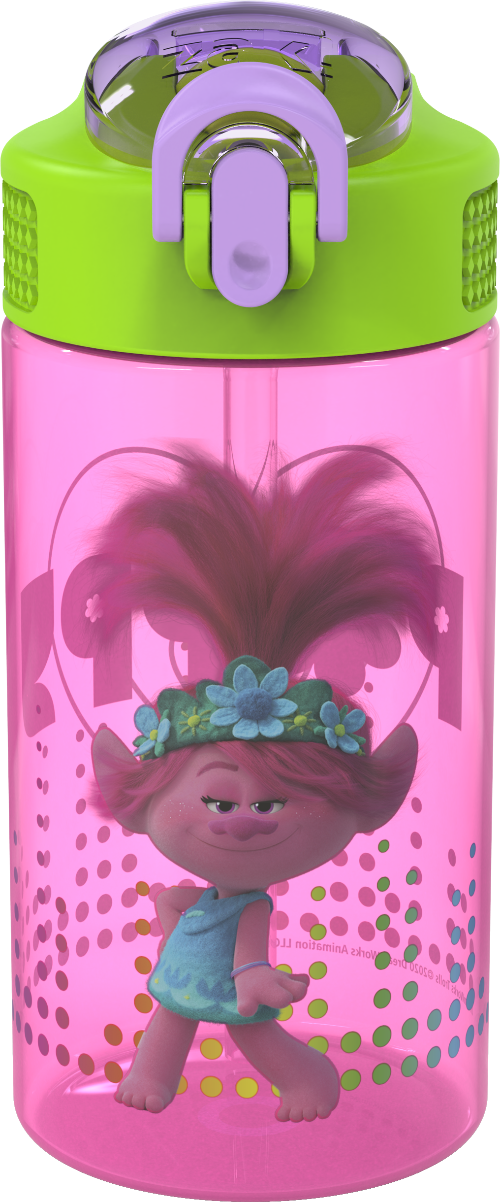 Trolls 2 Movie 16 ounce Reusable Plastic Water Bottle with Straw, Poppy, 2-piece set slideshow image 13