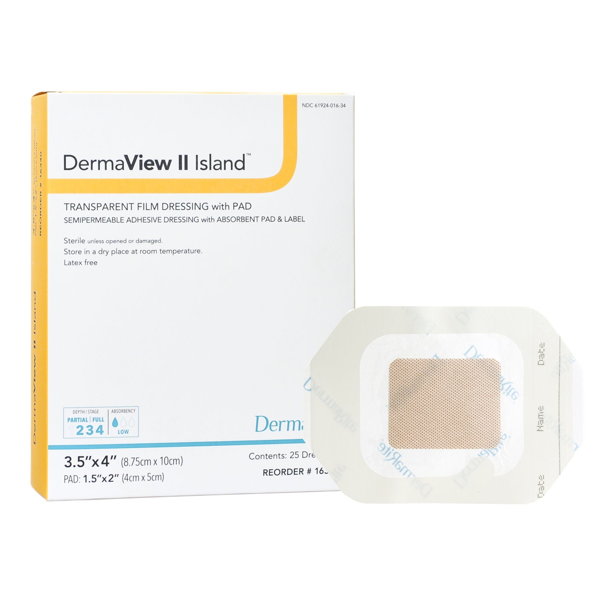 DermaView II™ Island Transparent Film Dressing with Pad, 3.5 x 4 Inch