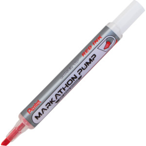 Markathon Pump Dry Erase Marker, Chisel Tip, Red Ink, 1 Dozen