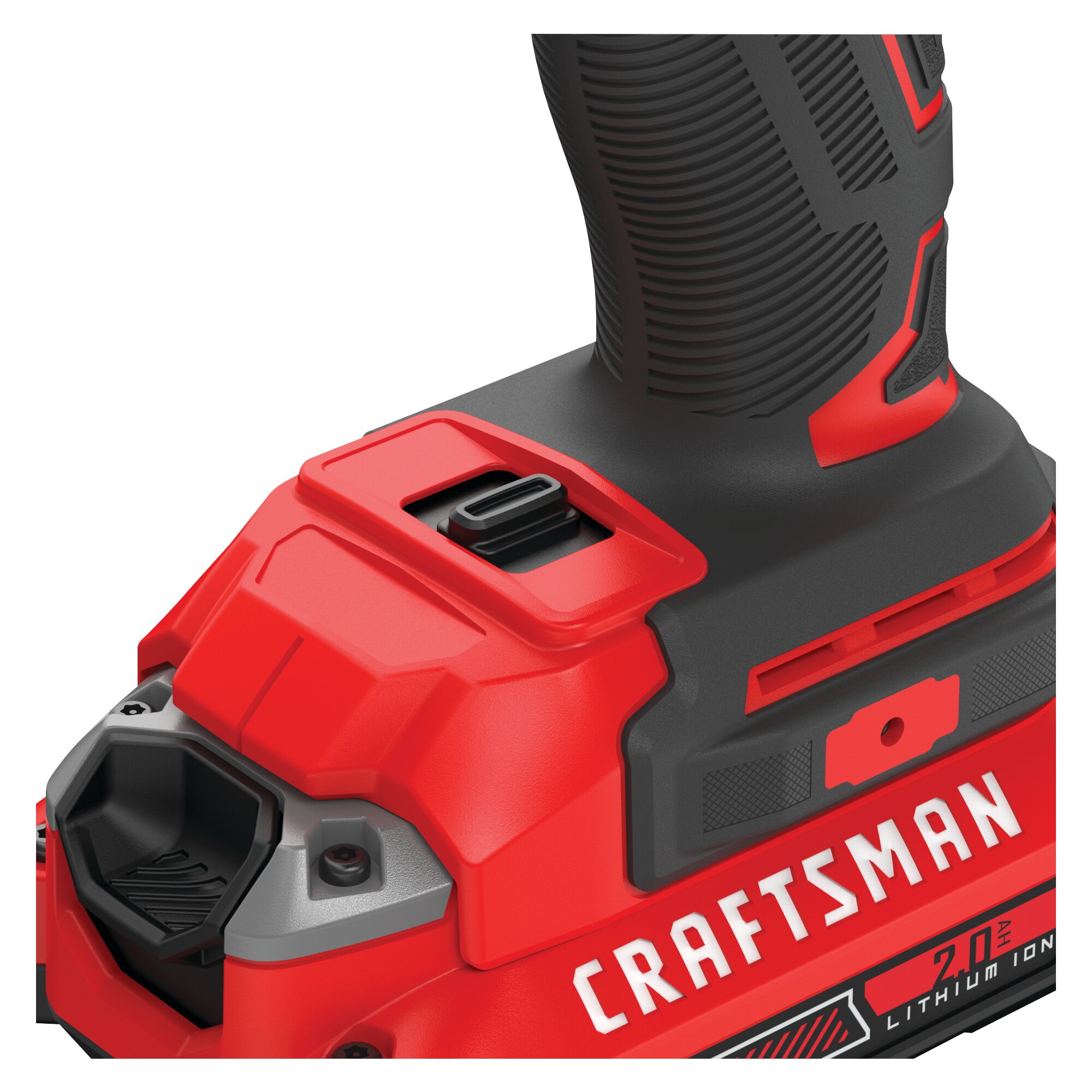 Replaceable battery feature of brushless cordless impact driver 2 batteries.