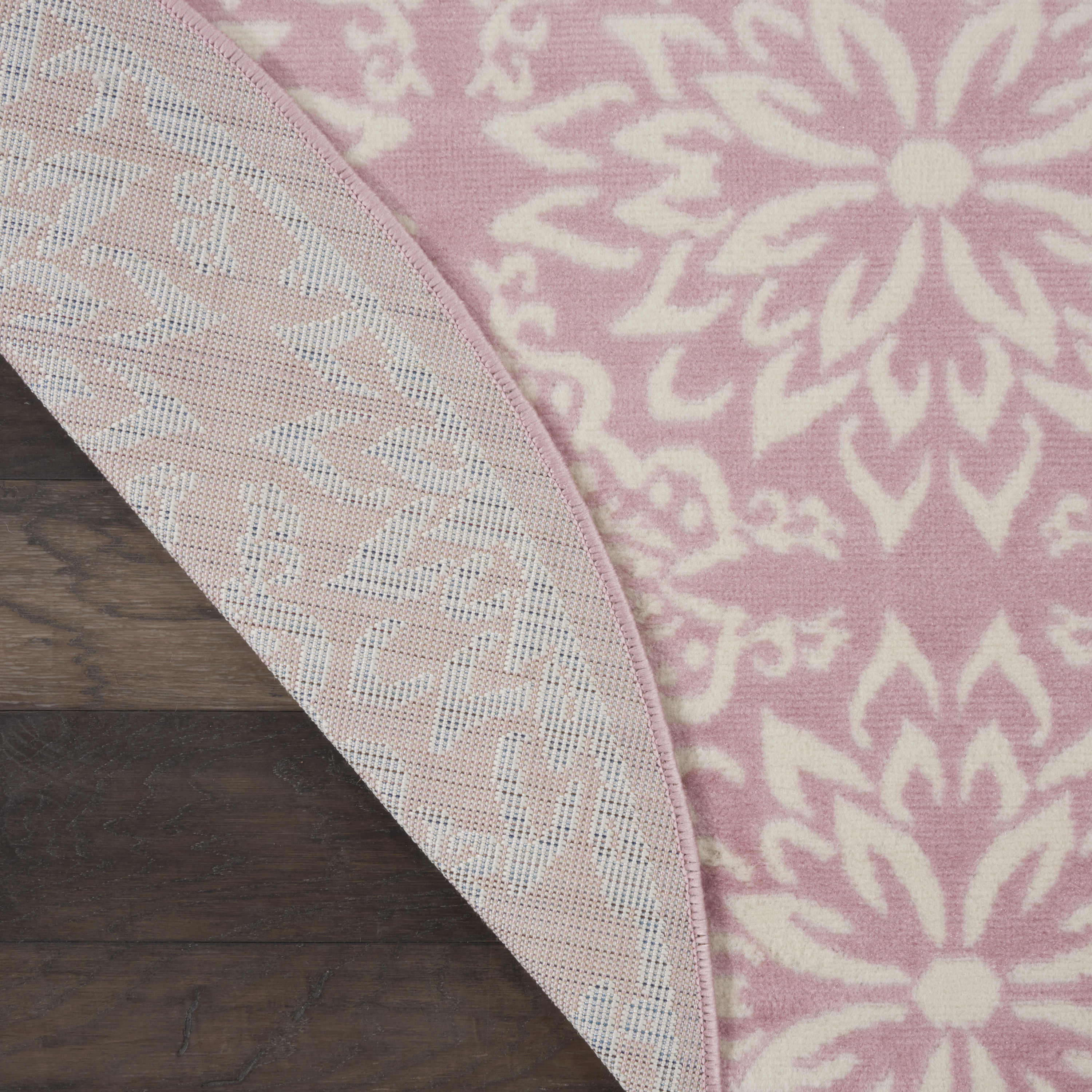 Nourison Jubilant 8' x Round Ivory Pink Farmhouse Indoor Rug