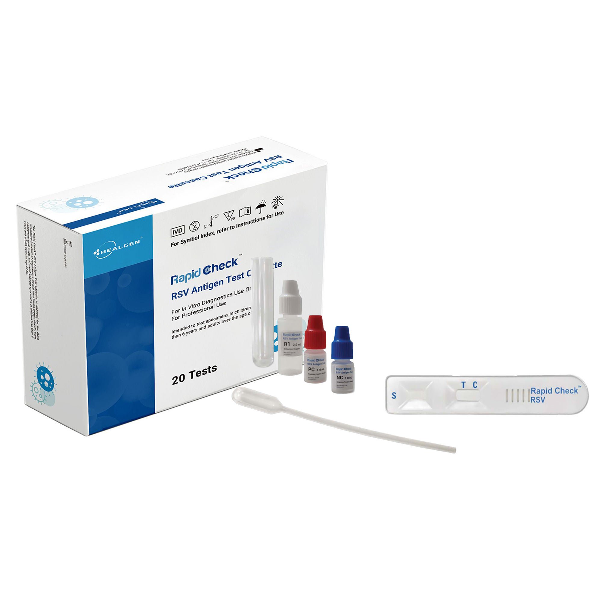 Respiratory Test Kit Rapid Check™ Respiratory Syncytial Virus Test (RSV) 20 Test CLIA Waived