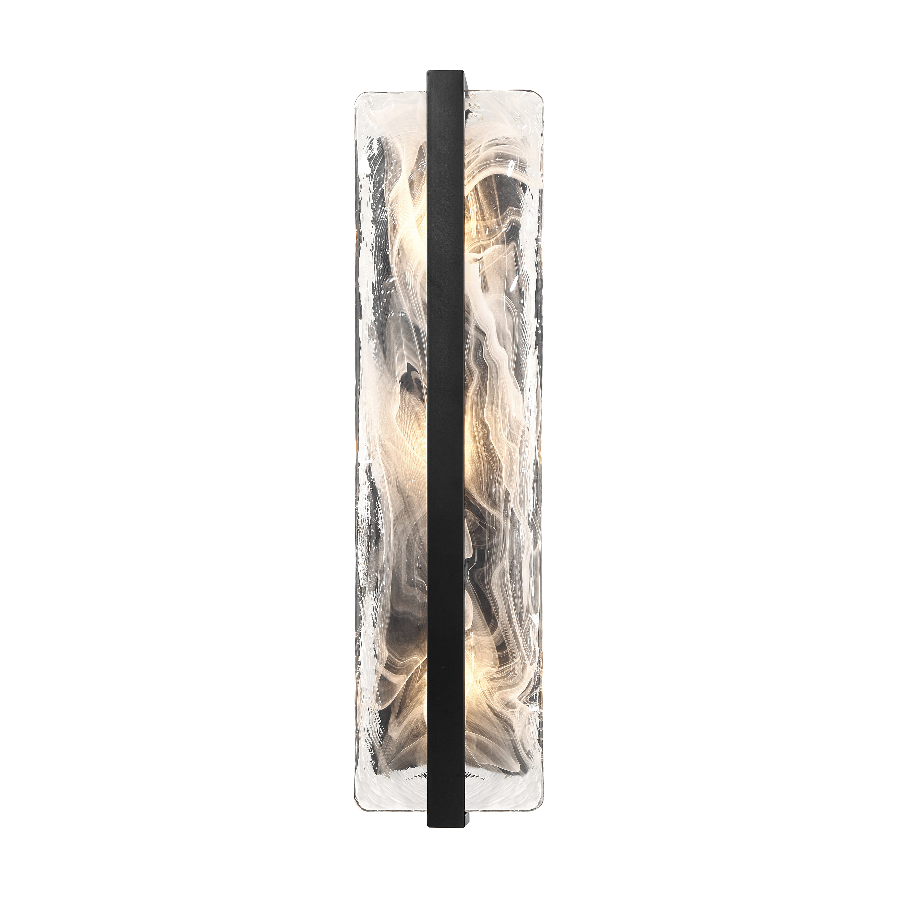 The Cloud Break wall sconce combines contemporary black steel with soft cloud glass for sophisticated ambient lighting. Its vertical design and ADA compliance make it ideal for bathrooms and hallways where style meets function. - alternate view