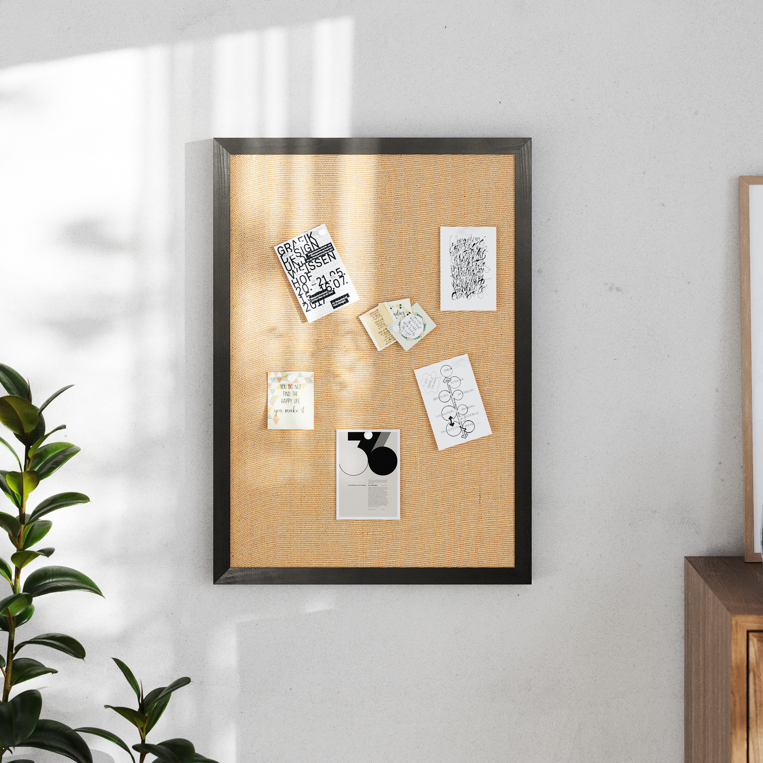 Juno Rustic Wall Mount Linen Board with Wood Push Pins, for Home, School or B... - Picture 7 of 25
