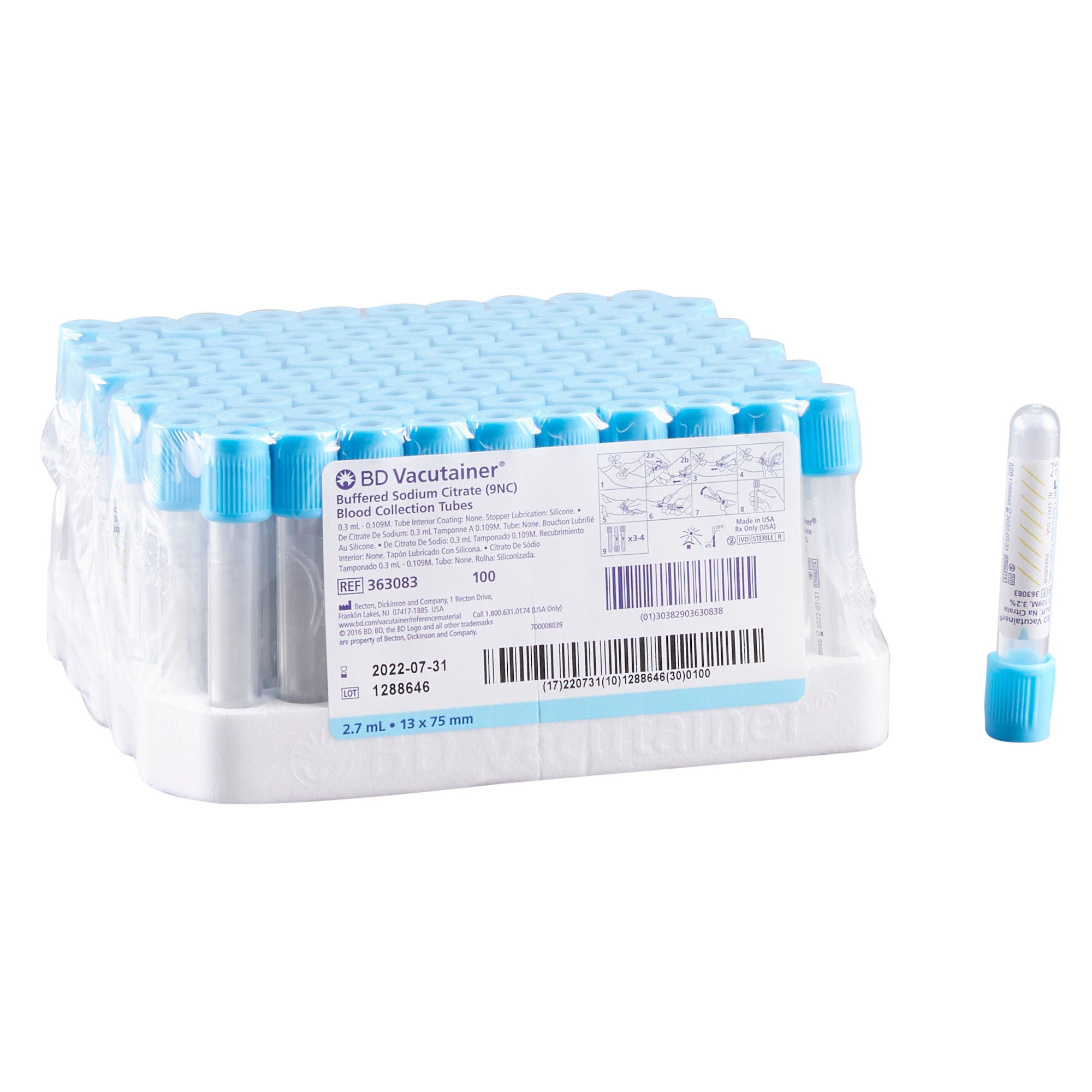 BD Vacutainer® Plus Venous Blood Collection Tube, 2.7 mL, 13 x 75 mm
