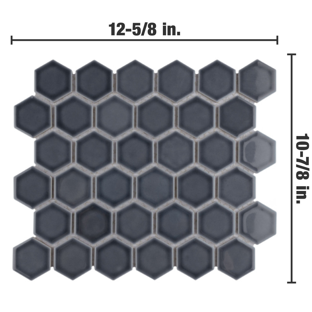 Sample – Hudson Due 2″ Hex Imperial Grey Porcelain Mosaic Tile