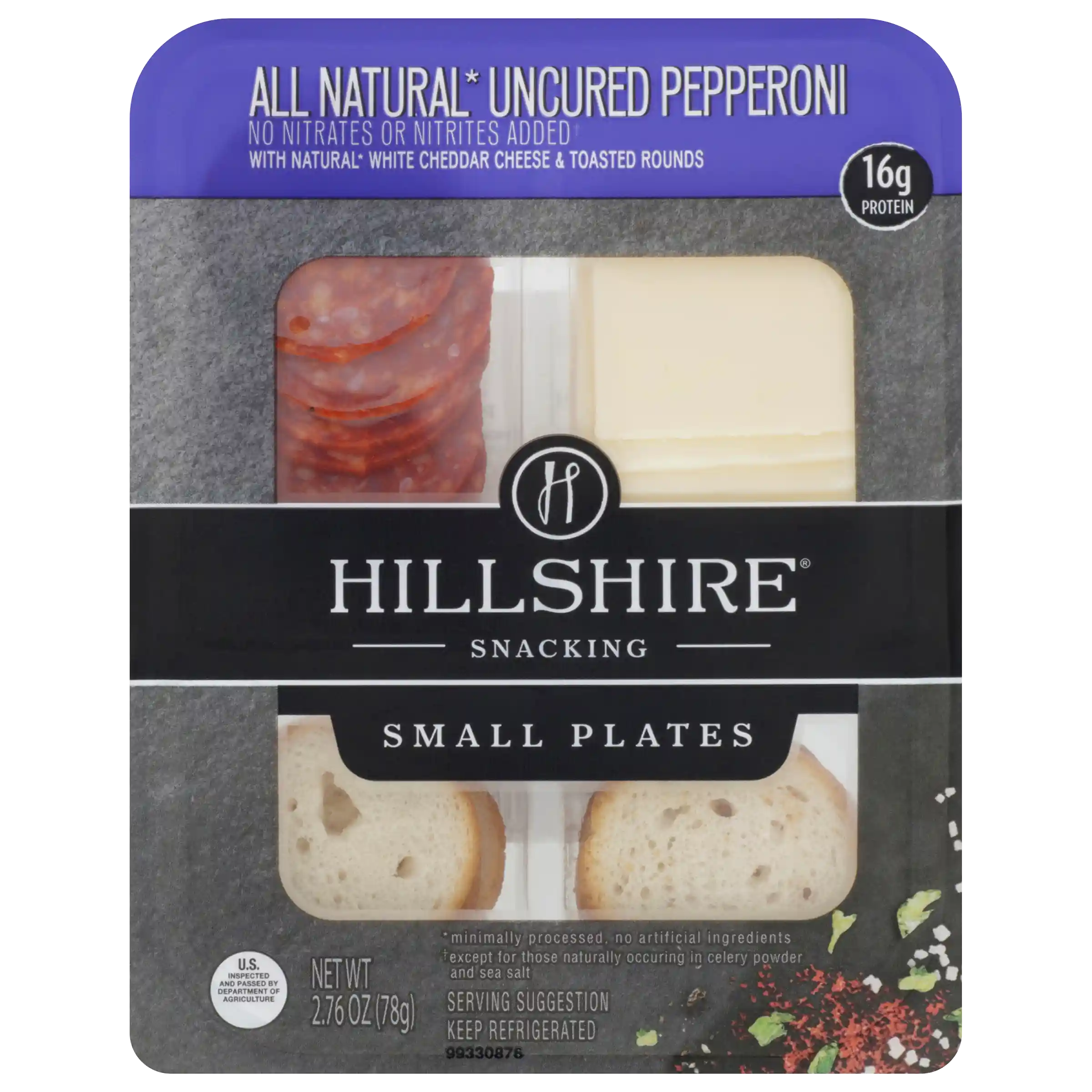Hillshire® Snacking Small Plates, All Natural* Uncured Pepperoni Deli Lunch Meat with Natural* White Cheddar Cheese, 2.76 oz  _image_11